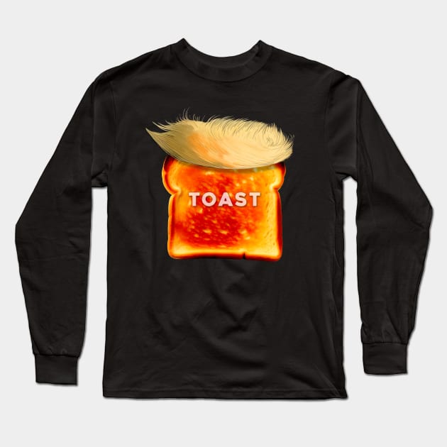 Trump is Toast: Donald Trump Guilty in New York Civil Fraud Case on a Dark Background Long Sleeve T-Shirt by Puff Sumo